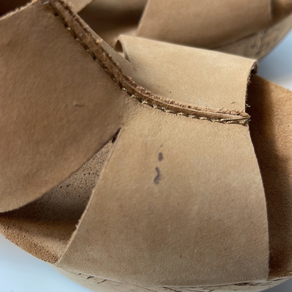 Clarks Tan Cork Wedge Sandals Size 9 - Picture 7 of 7